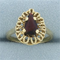 Vintage Garnet Solitaire Ring in 14k Yellow Gold