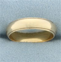 5MM Banded Half Dome Wedding Band Ring in 14k Yell