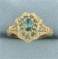 Green Topaz and Diamond Ring in 14k Yellow Gold
