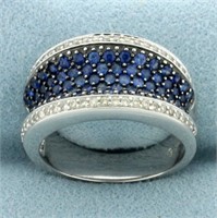 Sapphire and Diamond Pave Ring in 14k White Gold