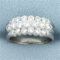 2ct Three Row Diamond Ring in Platinum