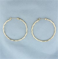 Large Twisting Design Hoop Earrings in 14k Yellow