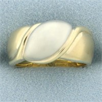 Two Tone 3-D Satin Finish Ring in 14k White and Ye