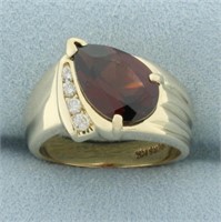 Garnet and Diamond Ring in 14k Yellow Gold