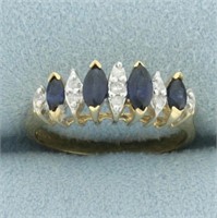 Diamond and Sapphire Ring in 14k Yellow Gold