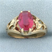 3ct Pink Sapphire Solitaire Ring in 14k Yellow Gol