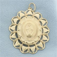 Miraculous Mary Medal Charm or Pendant In 14k Yell