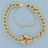 Antique Diamond Knot Design Curb Link Bracelet In
