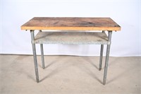 Butcher Block Industrial Metal Table