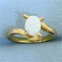 Natural Opal Solitaire Ring In 10K Yellow Gold