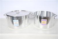 36 & 40 Qt Aluminum Stock Pots, 1 Lid - New