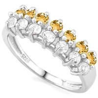 1.00CTW Yellow & White Sapphire Ring in Platinum o