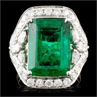 18K Gold 8.19ct Emerald & 1.68ctw Diamond Ring