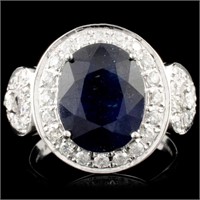 14K Gold 4.72ct Sapphire & 0.73ctw Diamond Ring