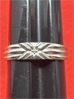Sz.8.5 10k. White Gold Wedding Ring 2.98 Grams