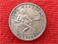 1944 Silver Philippines Five Centavos