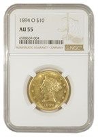 NGC AU-55 1894-O Gold $10