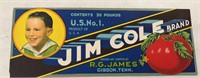 VINTAGE CRATE LABEL JIM COLE TOMATOES TENNESSEE