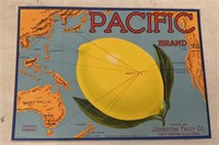 VINTAGE CRATE LABEL PACIFIC LEMONS CALIFORNIA