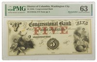 Washington, D.C.  PMG-63 Remainder $5 Note