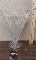 Hofbauer Germany Crystal vase with etched bird