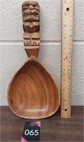 Vintage carved wooden Tiki totem spoon
 11"t