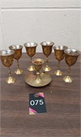 Brass goblets and candle holder -
 Goblets 3.5"t