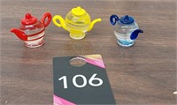(3) Miniature glass teapots
 - 1"t