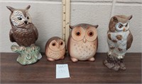 Owl figurines 
3" to 7"