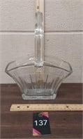 Vintage Heisey recessed ribbed basket vase 9 3/4"