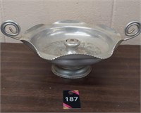 Vintage hammered aluminum floral pattern bowl