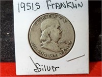 1951 S Silver Franklin Half Dollar