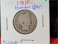 1910 Barber Silver Quarter