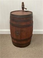 Red Painted Antique Wooden Keg
