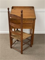 Pine Single Drawer Lift Top Desk & Chair