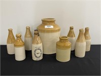 Stoneware Crocks & Bottles - 9 pieces