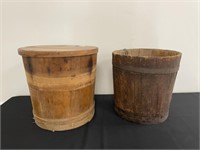 Wooden Bucket with Lid and a Wooden Sap Pail