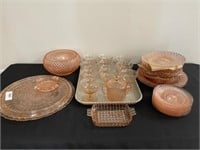 Large Group of Pink Depression Glass