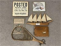 Posted Sign, Magazine, Fishing Net, Boat, Painting