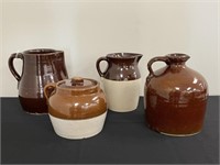 4 Pieces of Brown Stoneware