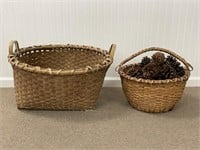 2 Early Black Ash Handled Baskets