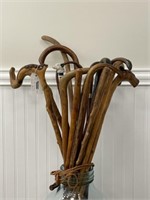 16 Wooden Canes and Walking Sticks