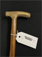 Gold Handled Walking Cane w/ Engraved Stag