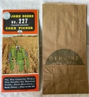 John Deere 227 Corn Picker Literature and Bag.
