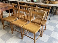 6 Refinished Country Plank Bottom Chairs