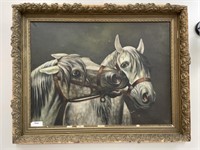Oil on Canvas Painting of 2 Horses