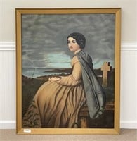 Oil on Canvas Portrait of a Mourning Woman