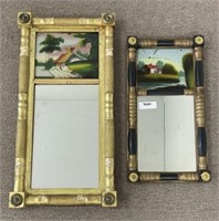 Two 2 Part Federal Mirrors w/ Reverse Paintings