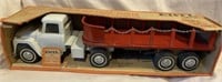 Ertl Toy Semi Stake Flat-Bed Truck and Trailer in