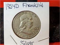 1954 D Silver Franklin Half Dollar
